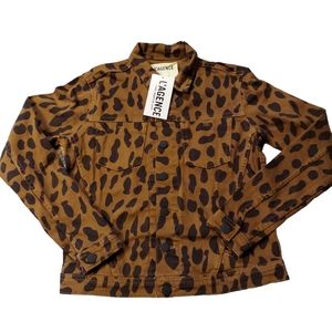 L'Agence Celine Animal Print Womens Denim Jacket NWT Size XS